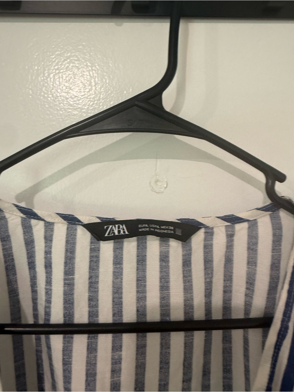 Zara Blue and White Stripped Linen Blend Midi Dress - Picture 6 of 8